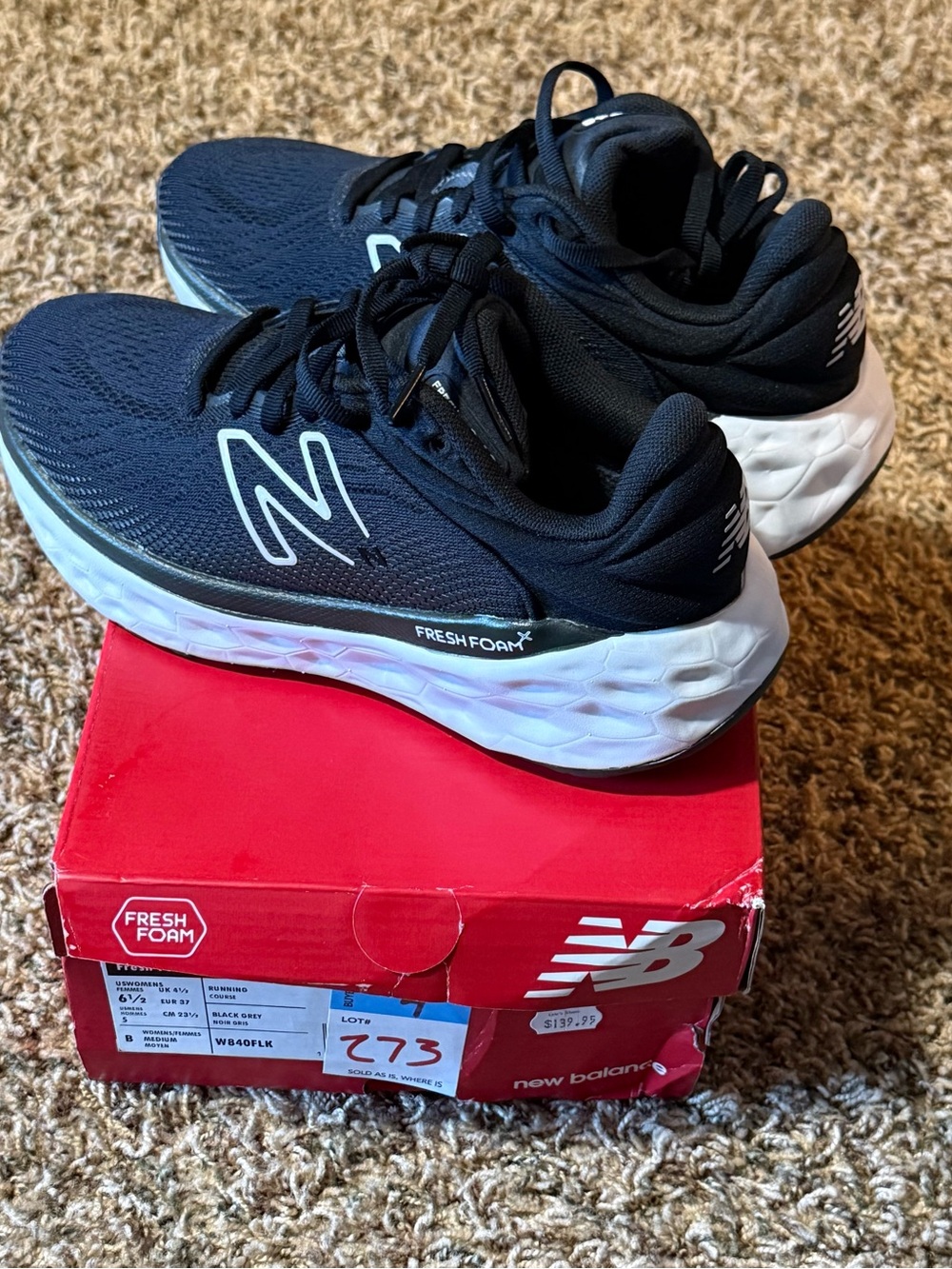 New Balance Fresh Foam X 840 v1 Women's Size 6.5 Black Running Shoes W840FLK